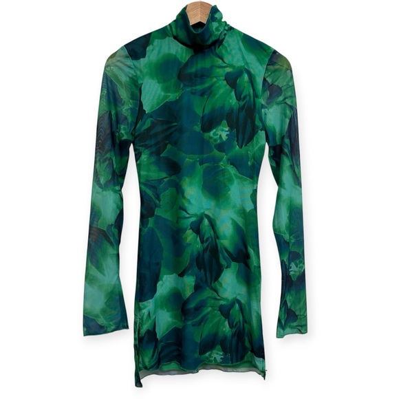 runaway the label green mini dress Eden | Bottle Green High-Neck Maxi Dress With Ruched Detailing main image 1